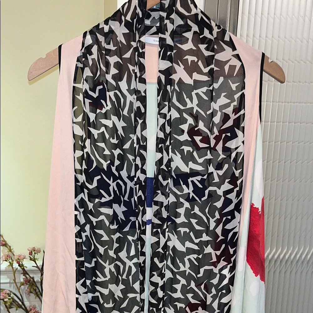 Diane Von Furstenberg Silk Sleeveless Sheer Top Vest One Size- fits sizes S-M-L
